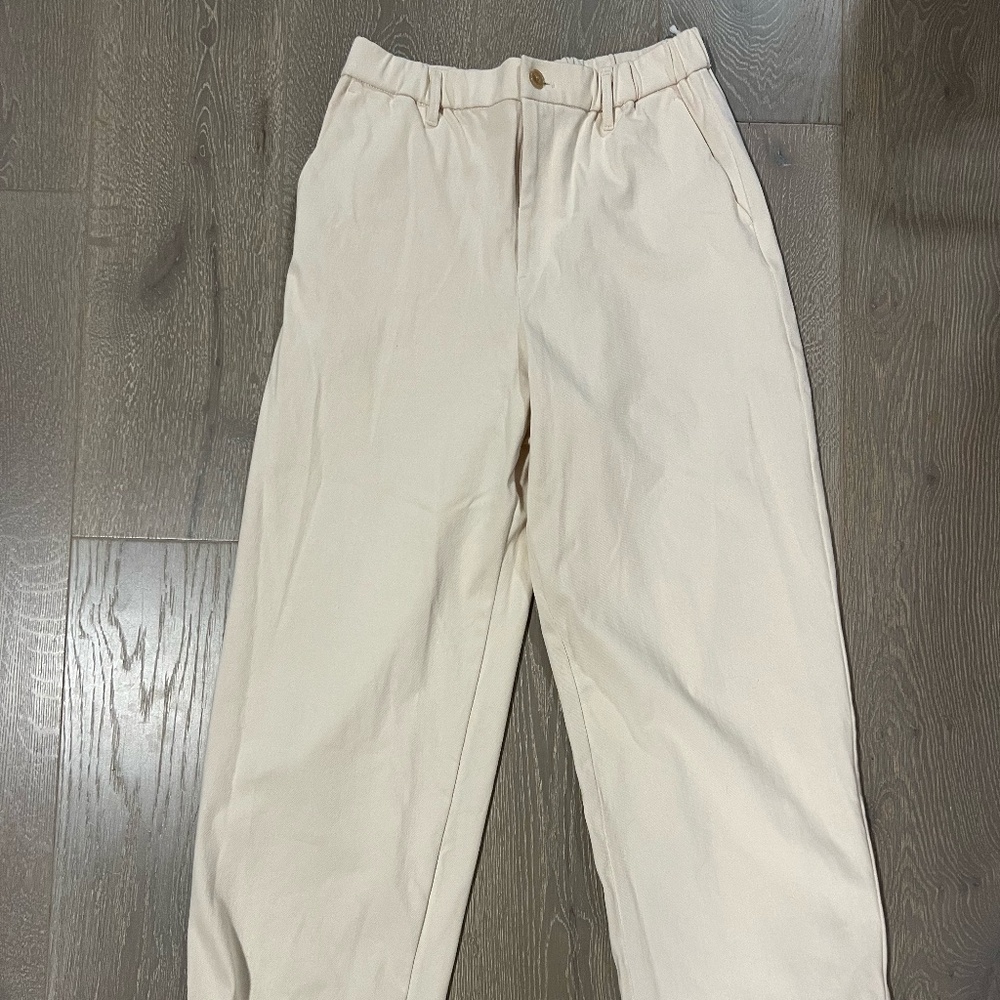 MUJI women's cream/off white pants cotton size medium